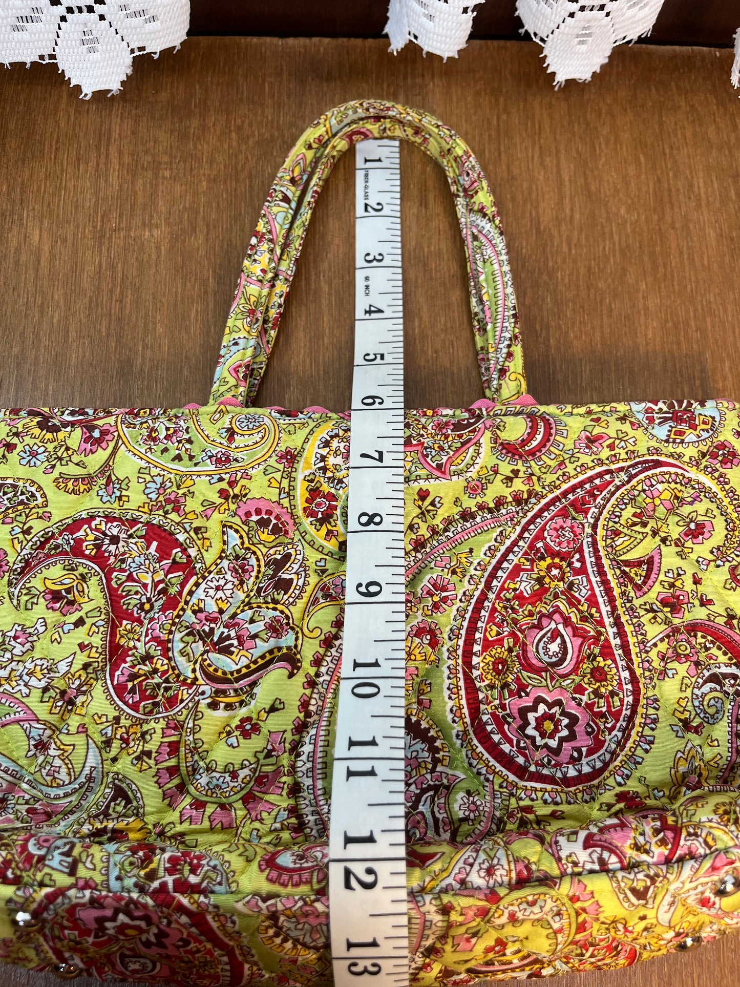 Pink & Green Paisley Floral Pattern Vera Bradley Hand Bag