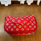 Red Floral Pattern Small Cosmetic Bag