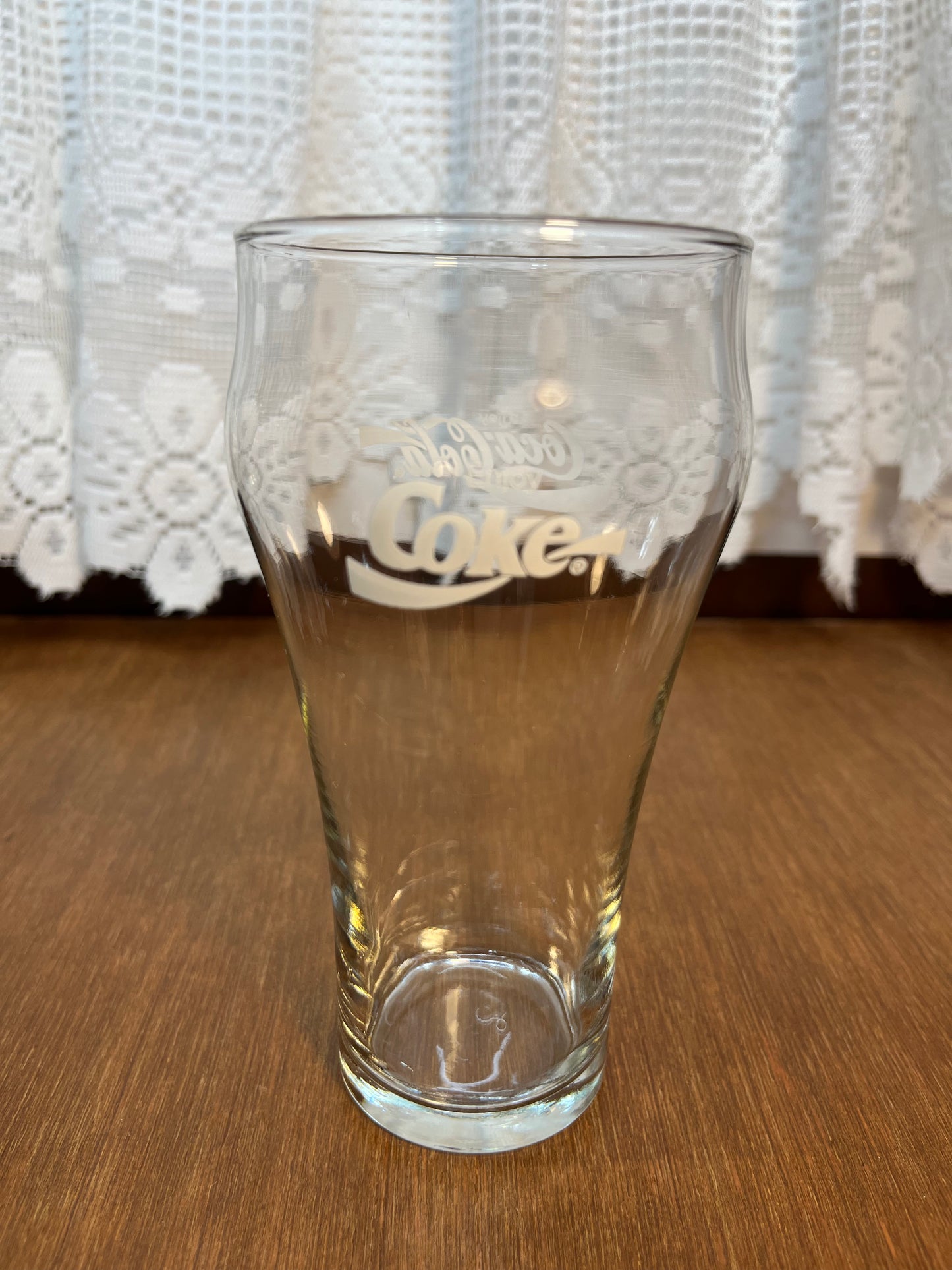 Clear Vintage White Logo Coca Cola Glass