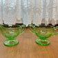 Vintage Floral Etched Uranium Cream & Sugar Glass Set