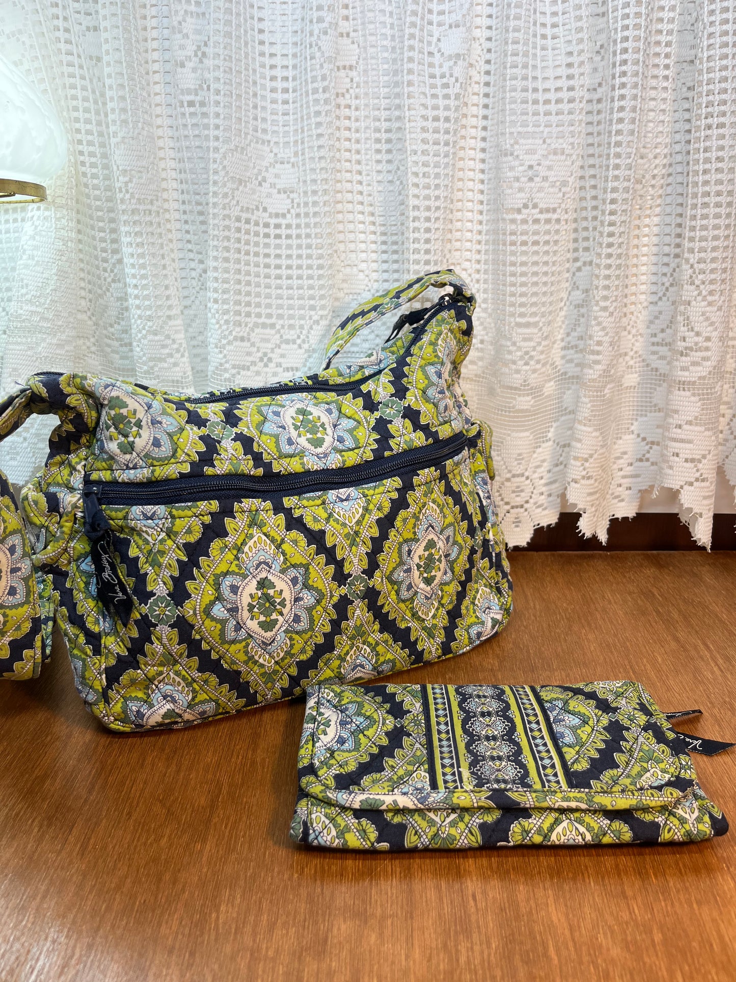 Blue & Green Vera Bradley Cambridge Cross Shoulder Bag & Wallet