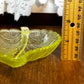 Vintage Set Of 3 Uranium Leaf Glass Dishes