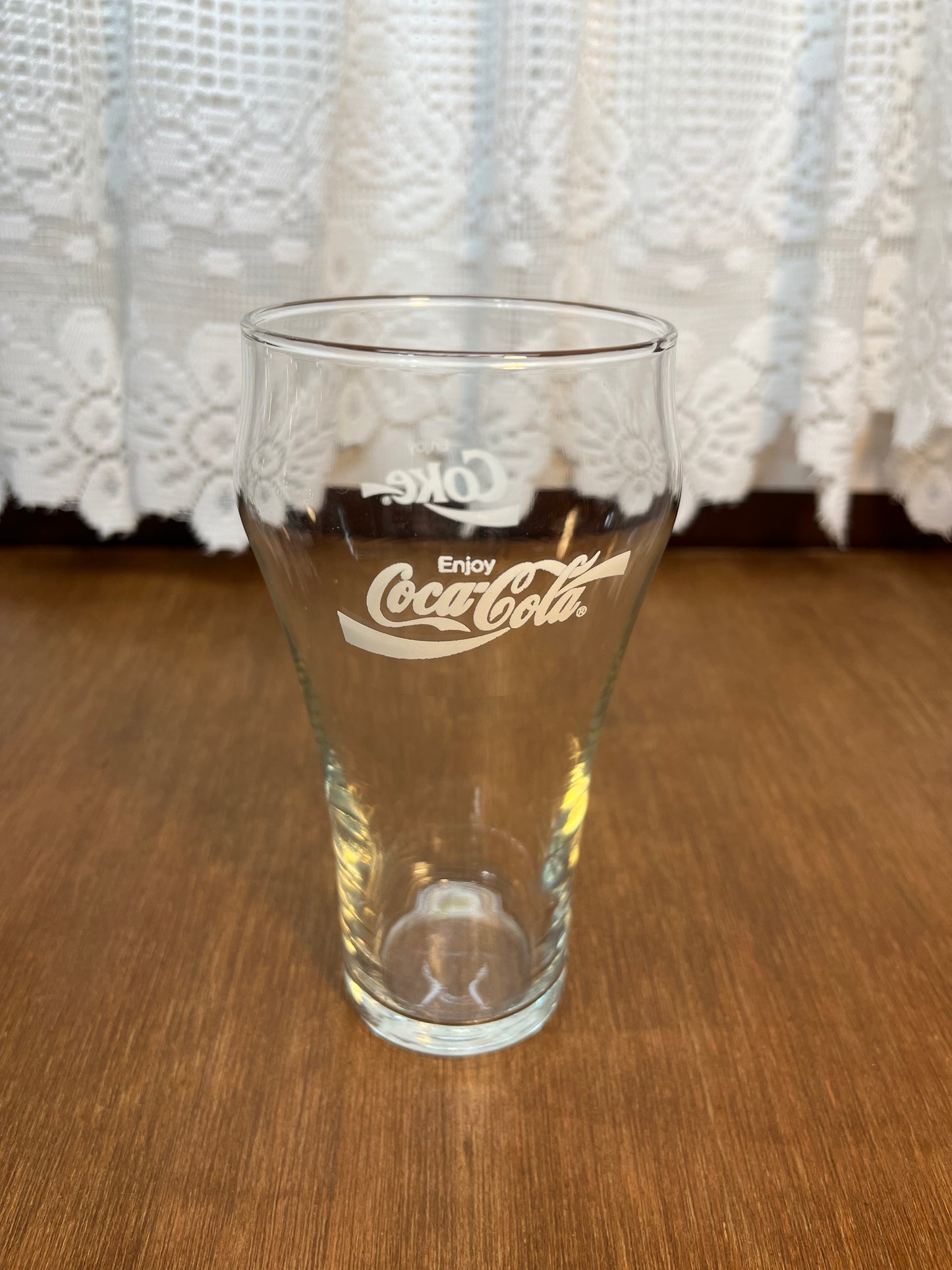 Clear Vintage White Logo Coca Cola Glass