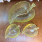 Vintage Set Of 3 Uranium Leaf Glass Dishes