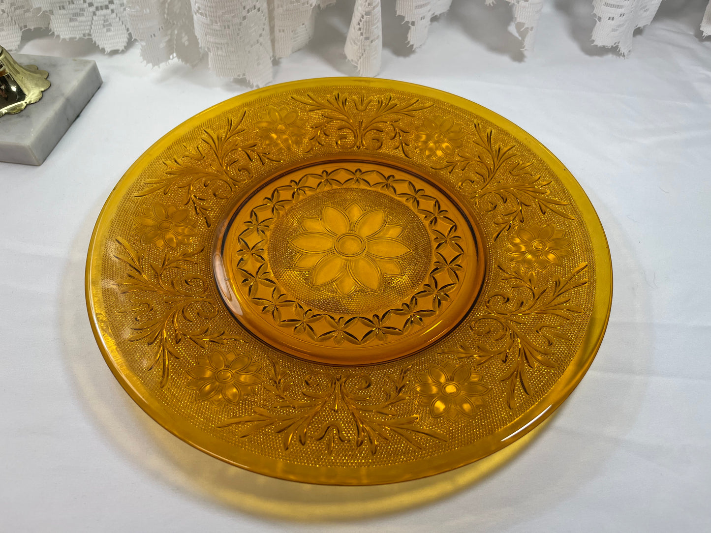 Vintage Amber Tiara Sandwich Glass Plate