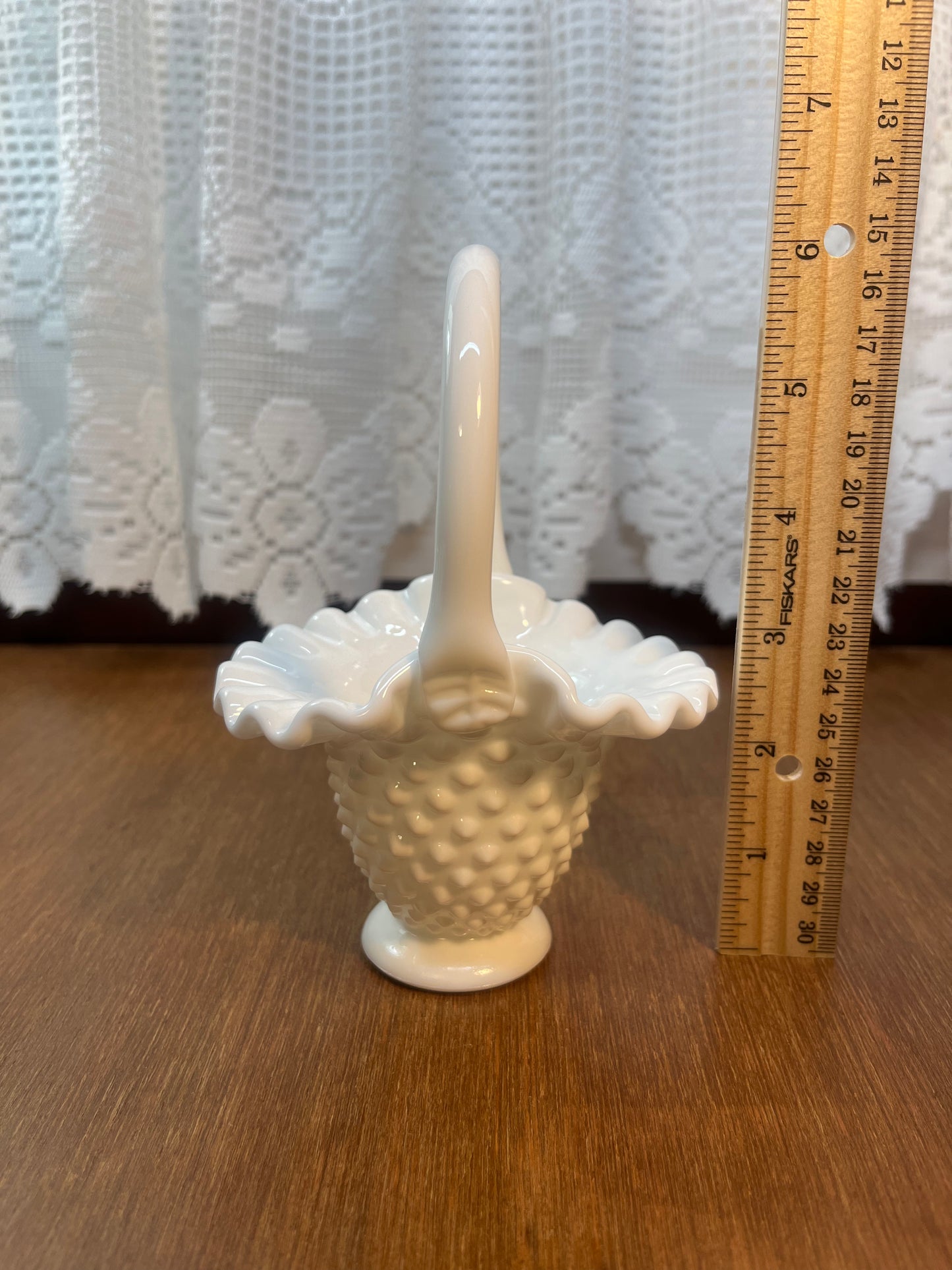 Vintage Mini Milk Glass Hobnail Fenton Basket