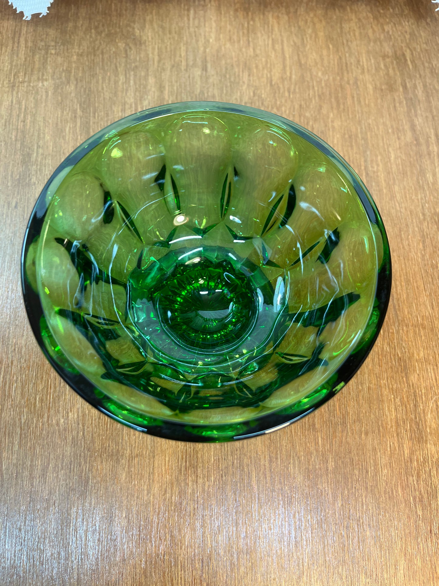 Vintage Emerald Green Pedestal Dish