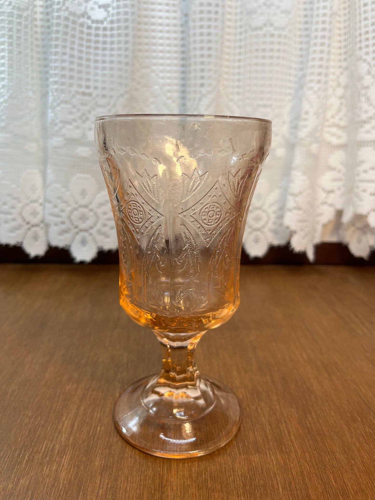 Vintage Pink Indiana Glass Water Goblet