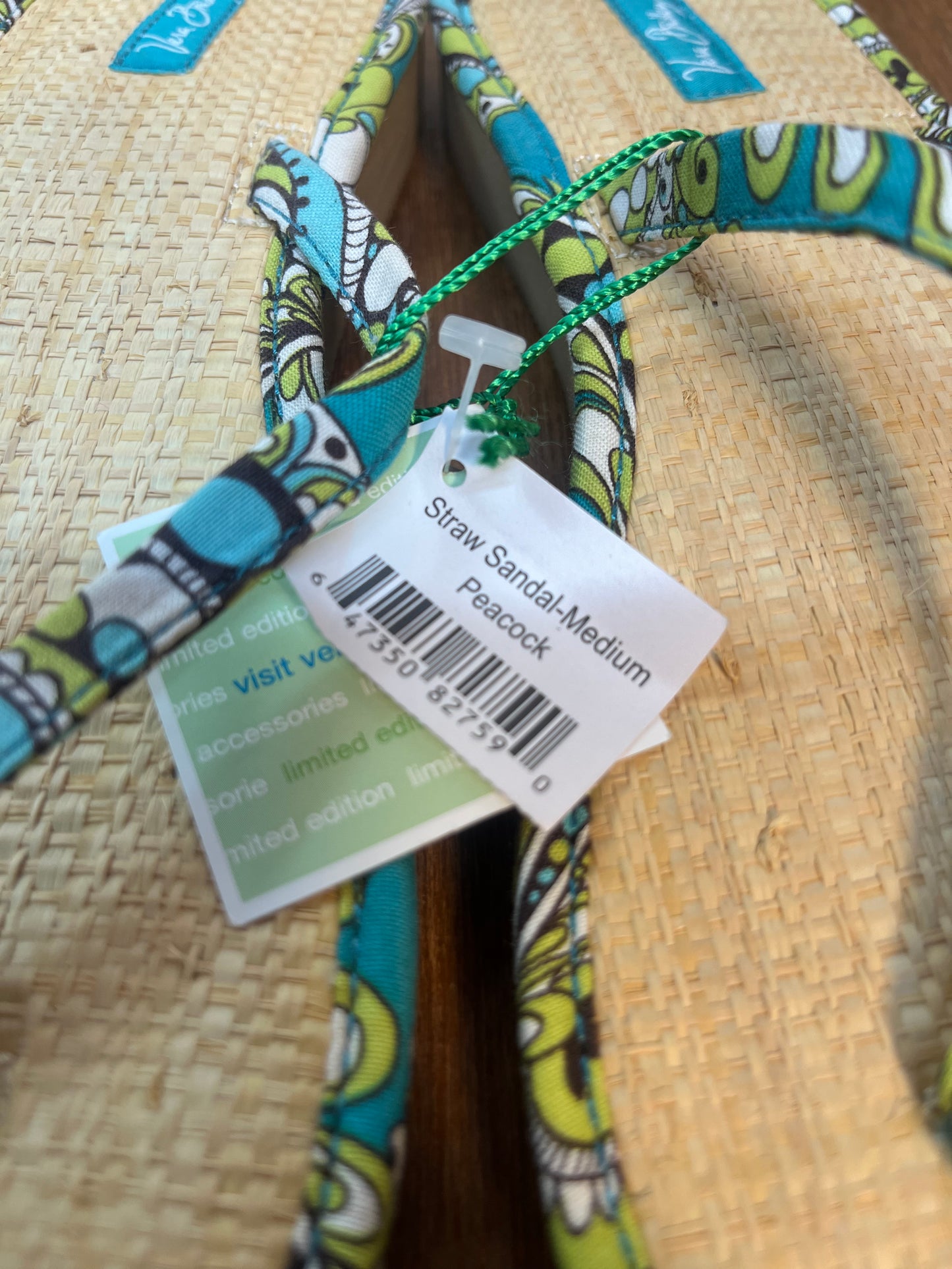 Straw Peacock Vera Bradley Size Medium Flip Flops