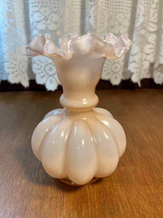 Vintage Dusty Rose/Pink Fenton Ruffle Top Vase