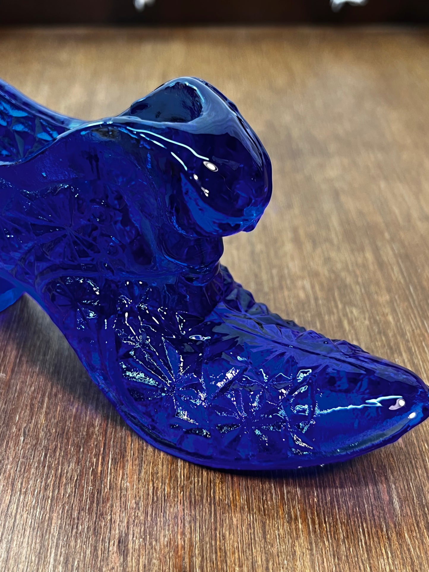 Vintage Cobalt Blue Fenton Art Glass Shoe