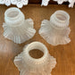 Three Frosted Ruffled Glass Shades