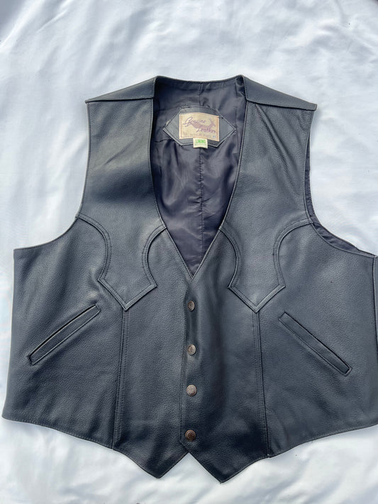 Genuine Leather Mexico Lining Motorcycle Vest