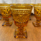 Eight Vintage Amber Indiana Glass Colony Park Lane Drinking Glasses