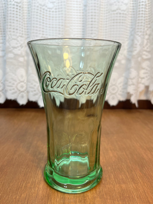 Vintage Green Fluted Top Libbey Coca Cola Glass