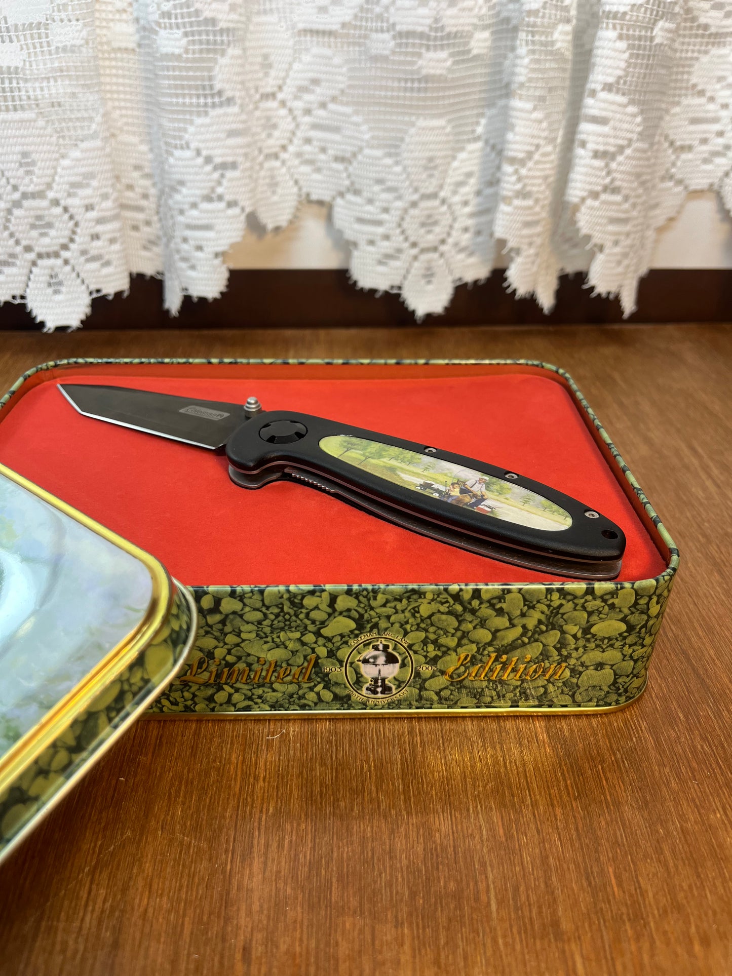 Limited Edition Coleman Pocket Knife In Fishing Tin