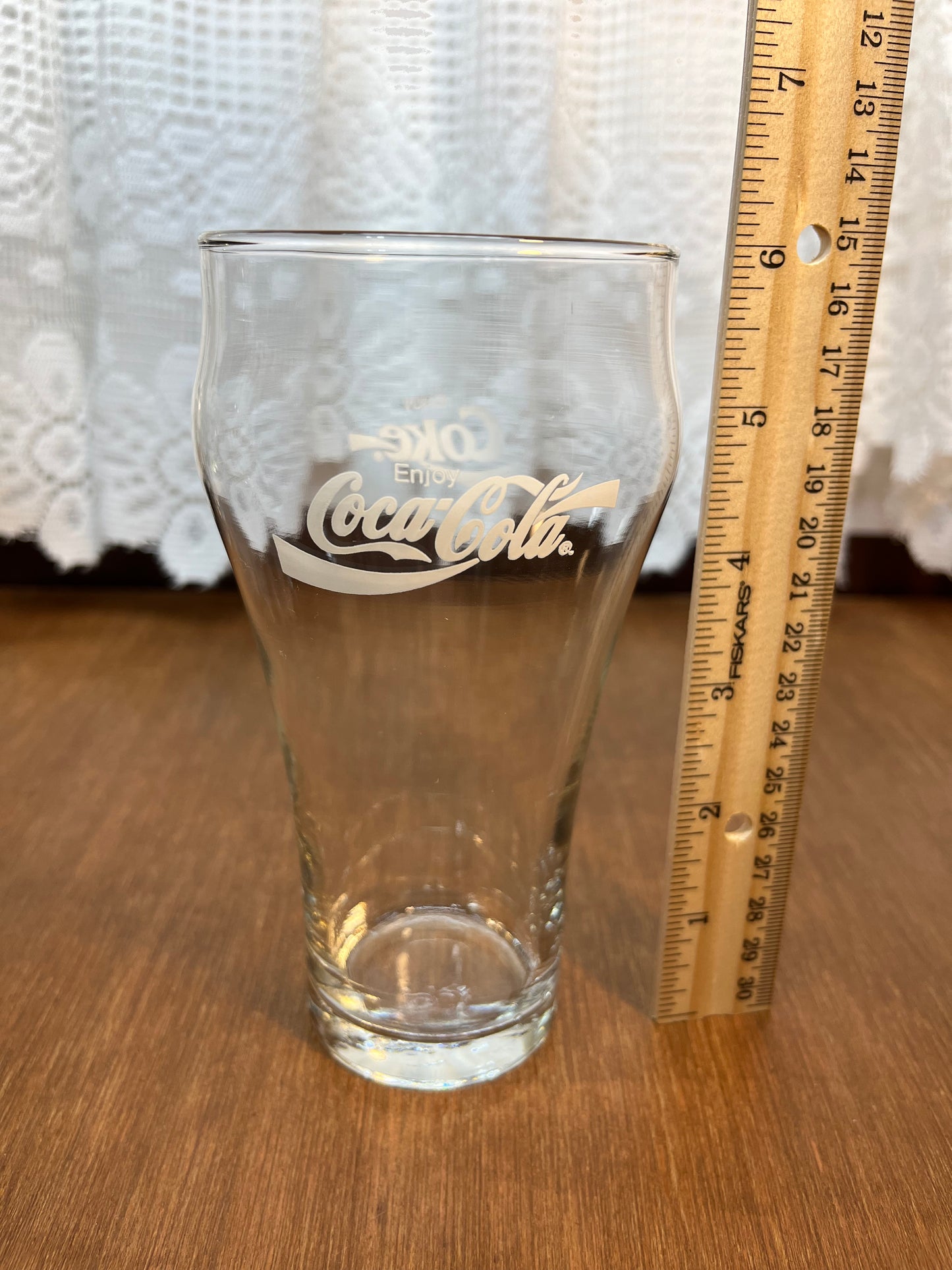 Clear Vintage White Logo Coca Cola Glass