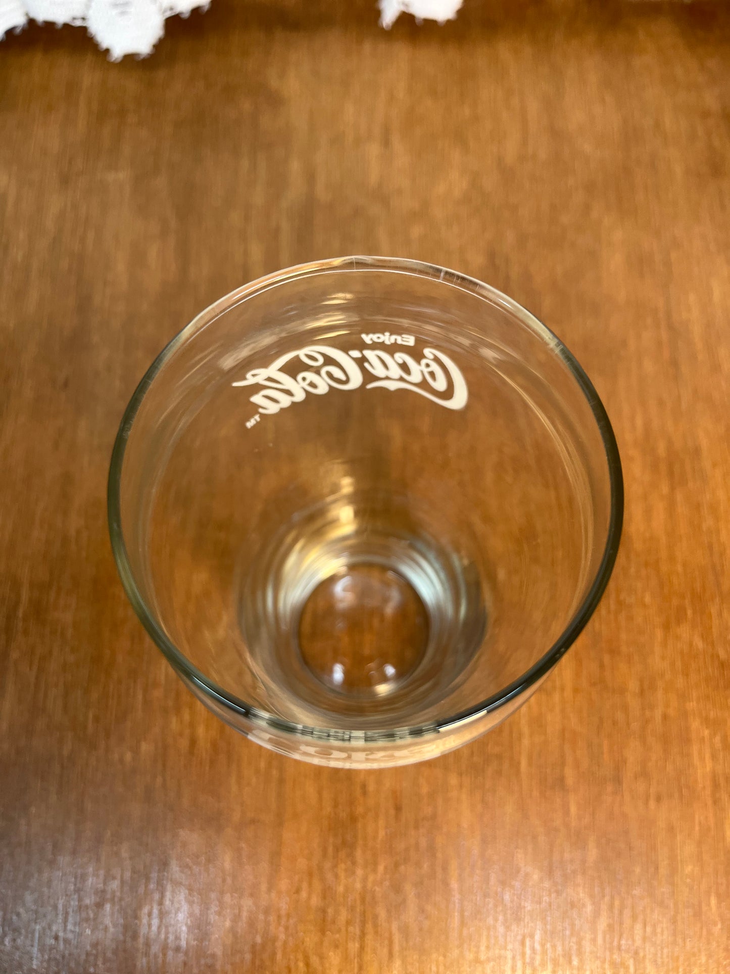 Clear Vintage White Logo  Coca Cola Glass