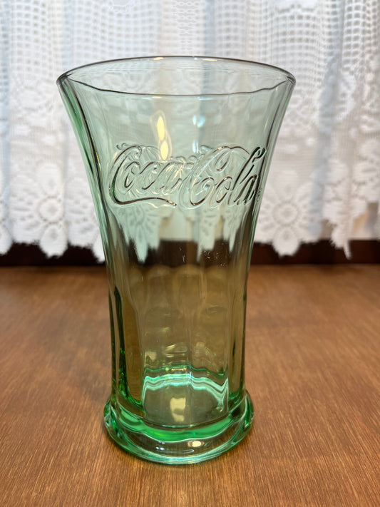 Vintage Green Fluted Top Libbey Coca Cola Glass