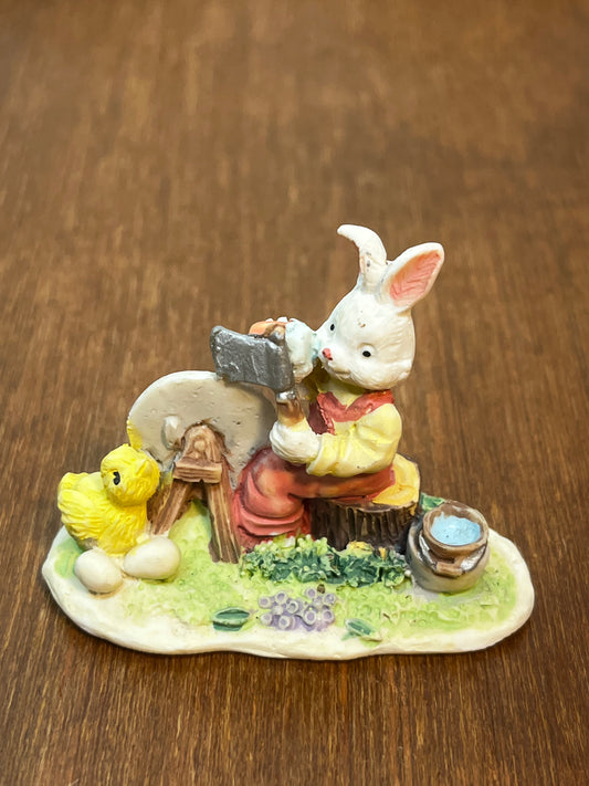 Village Bunny Axe Sharping Figurine