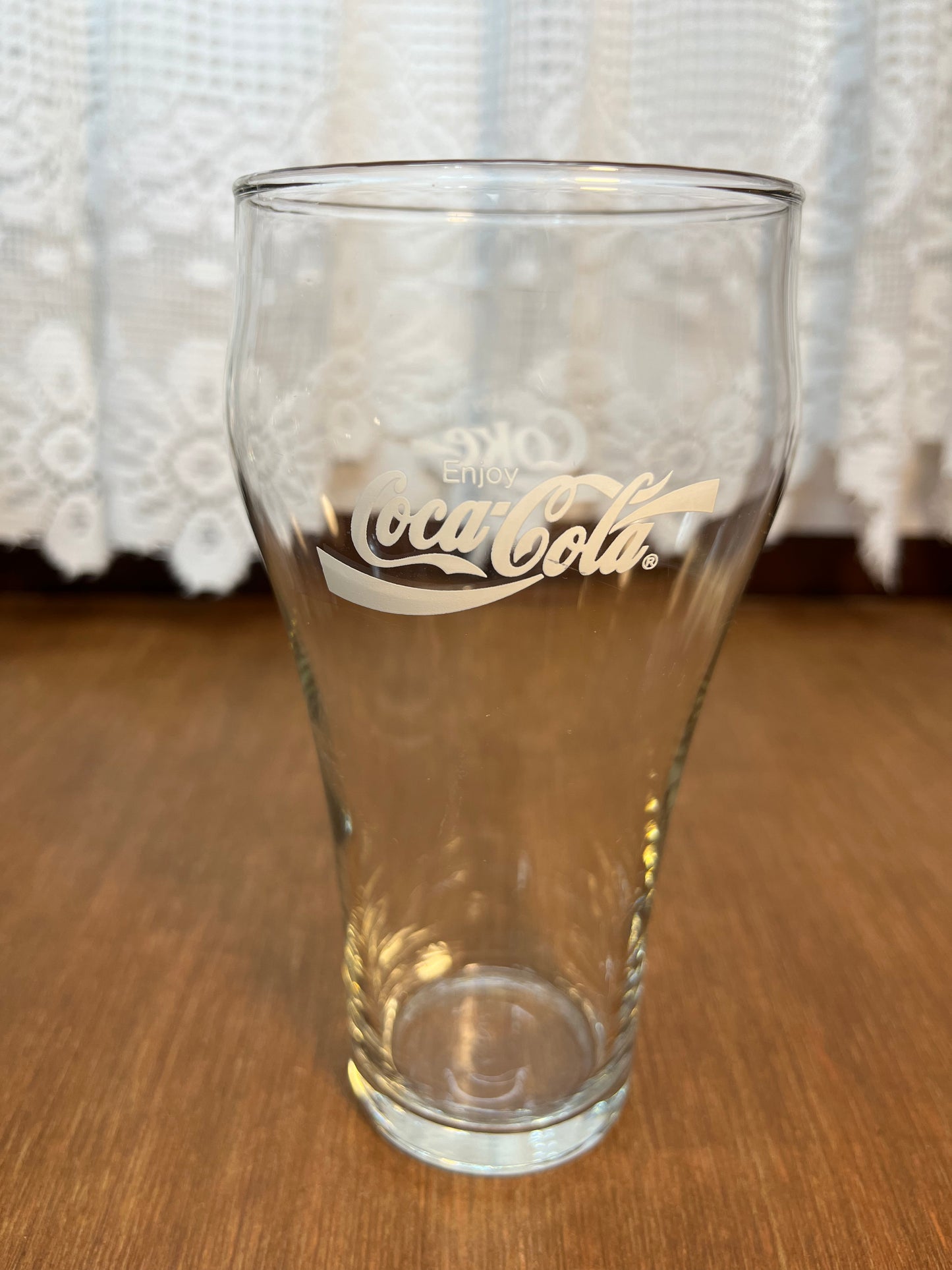 Clear Vintage White Logo Coca Cola Glass