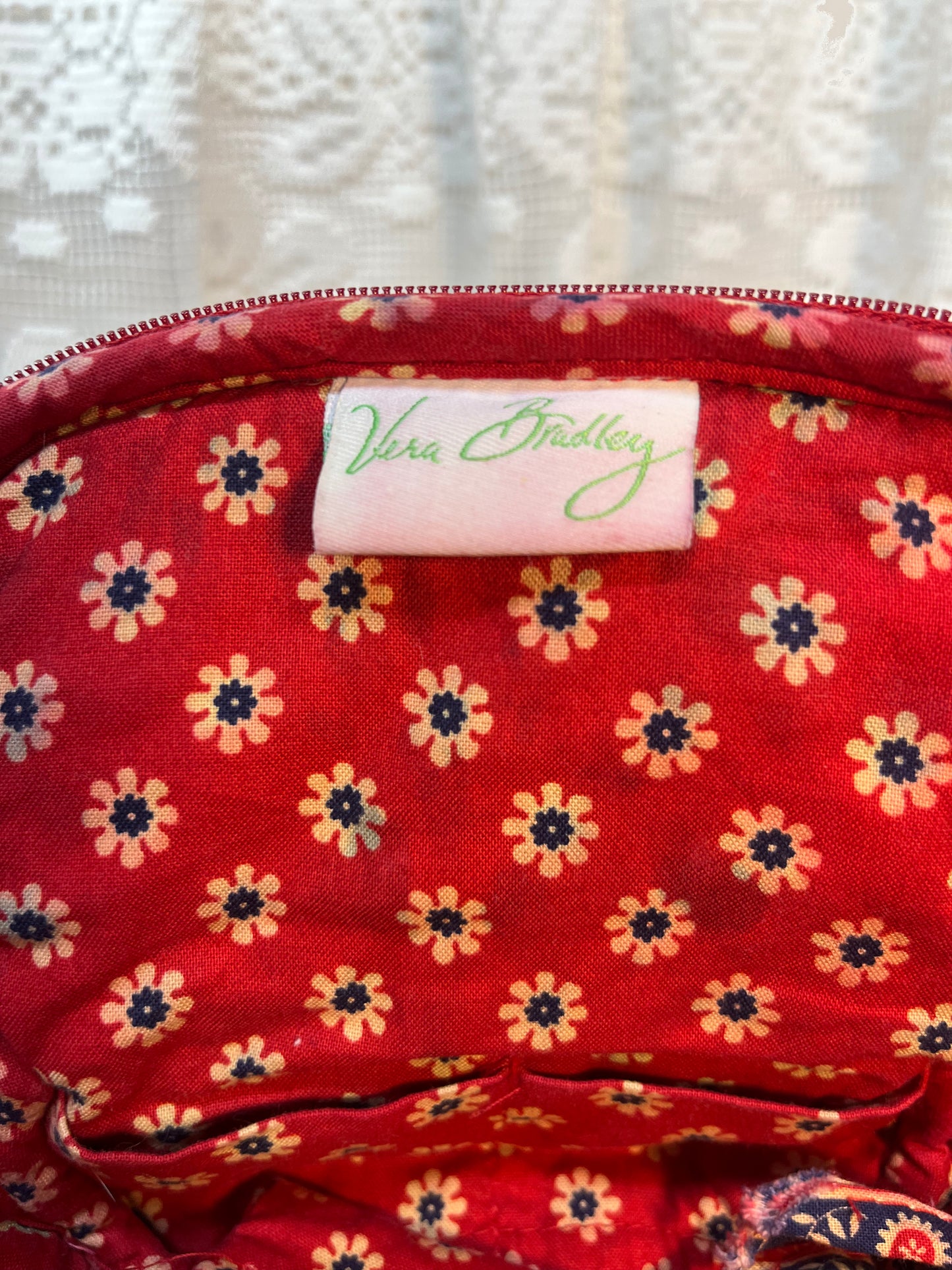 Red Floral Pattern Small Cosmetic Bag