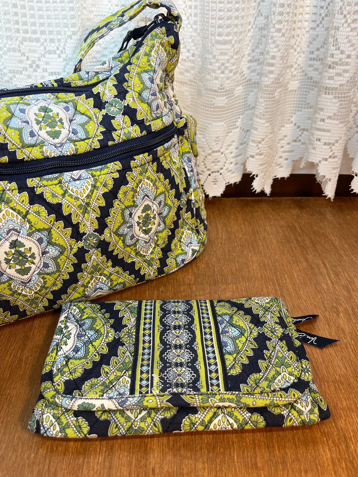 Blue & Green Vera Bradley Cambridge Cross Shoulder Bag & Wallet