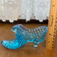 Vintage Aqua Fenton Hobnail Art Glass Shoe