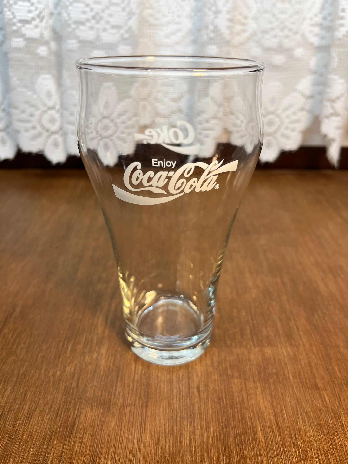 Clear Vintage White Logo Coca Cola Glass