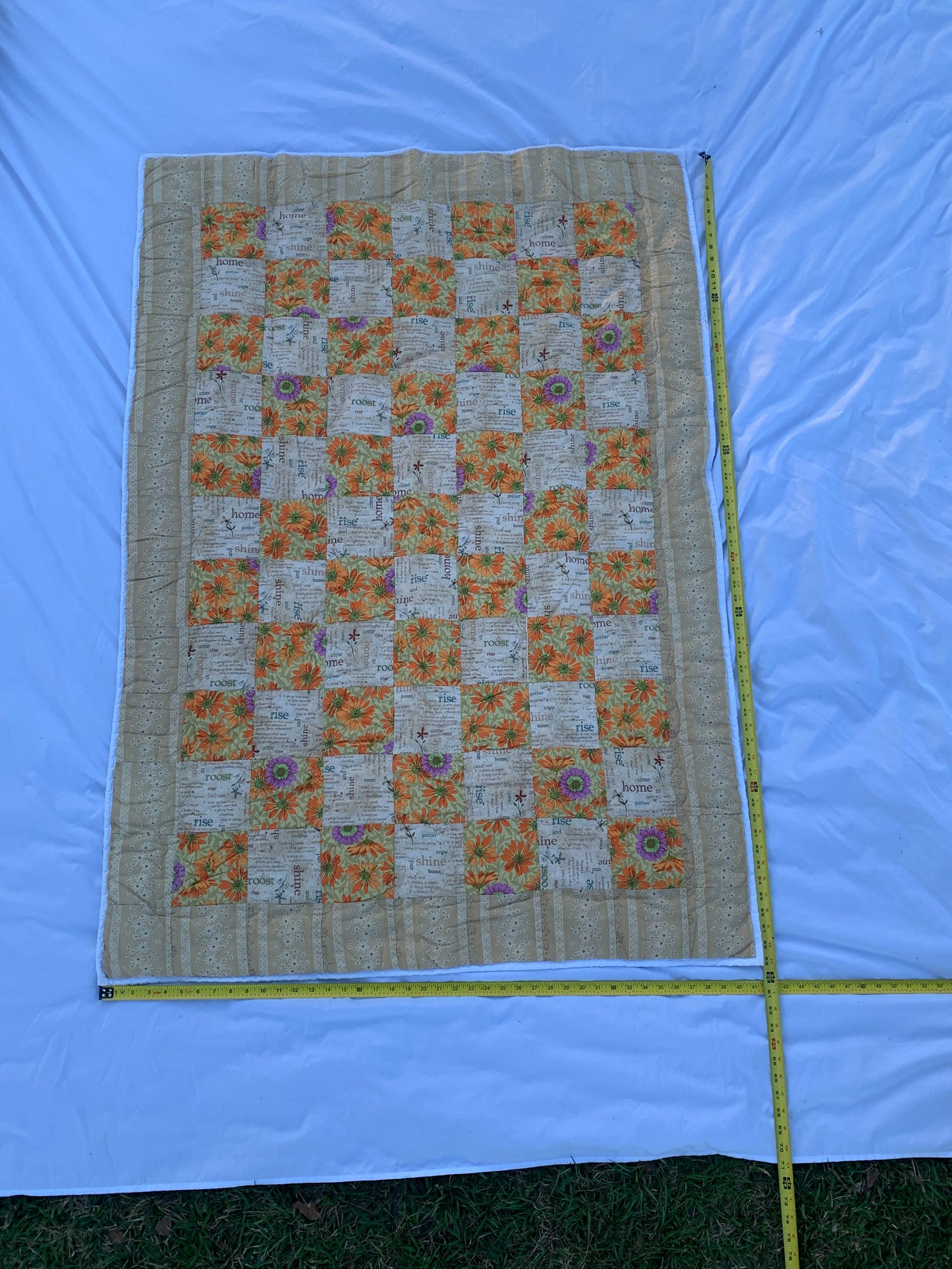 Floral Patterned Church Handmade/Machine Sewn Quilt