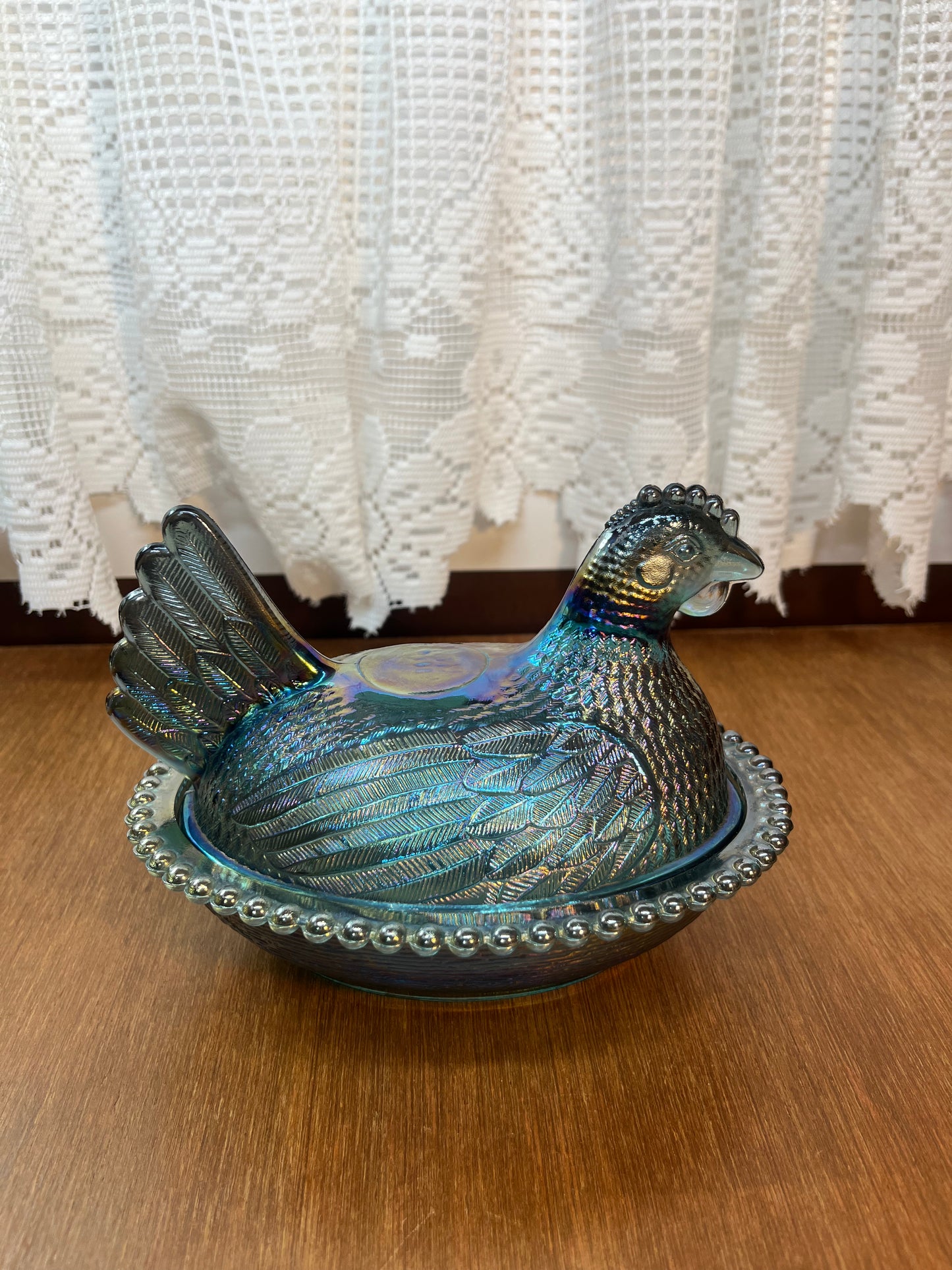 Vintage Indiana Carnival Glass Hen On Nest