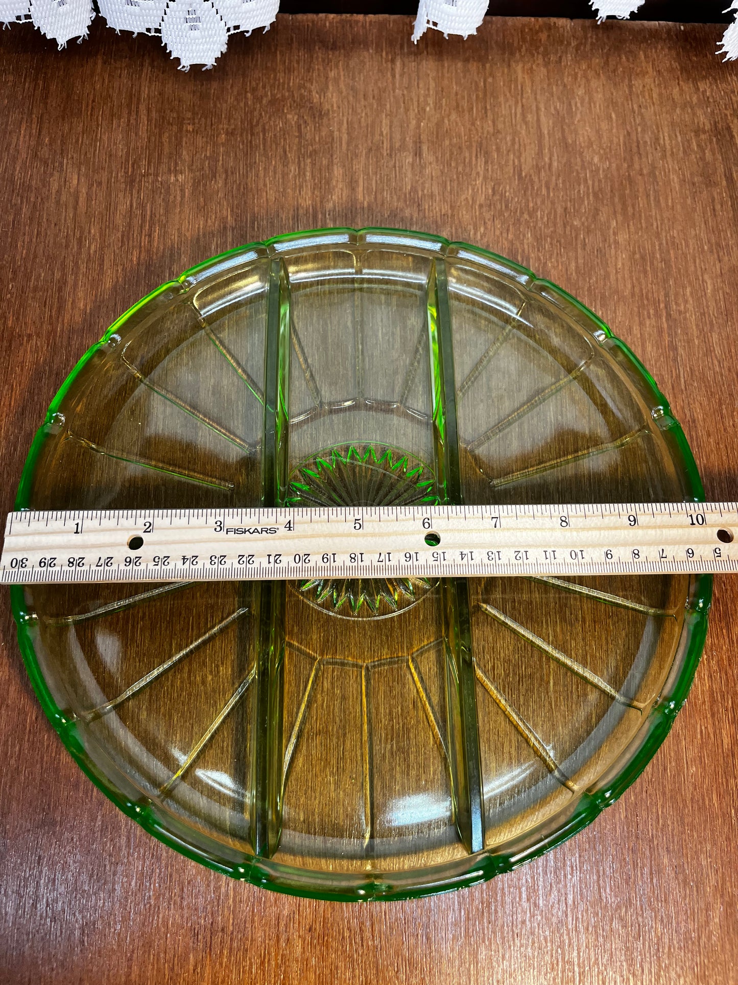 Vintage Uranium Glass Five Part Divided Tray