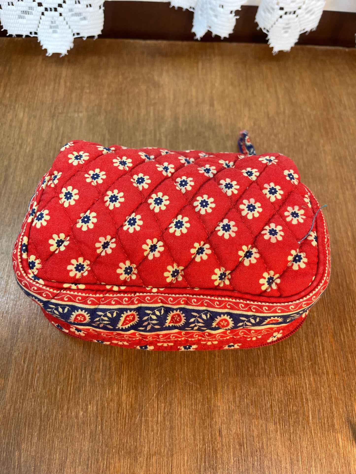 Red Floral Pattern Small Cosmetic Bag