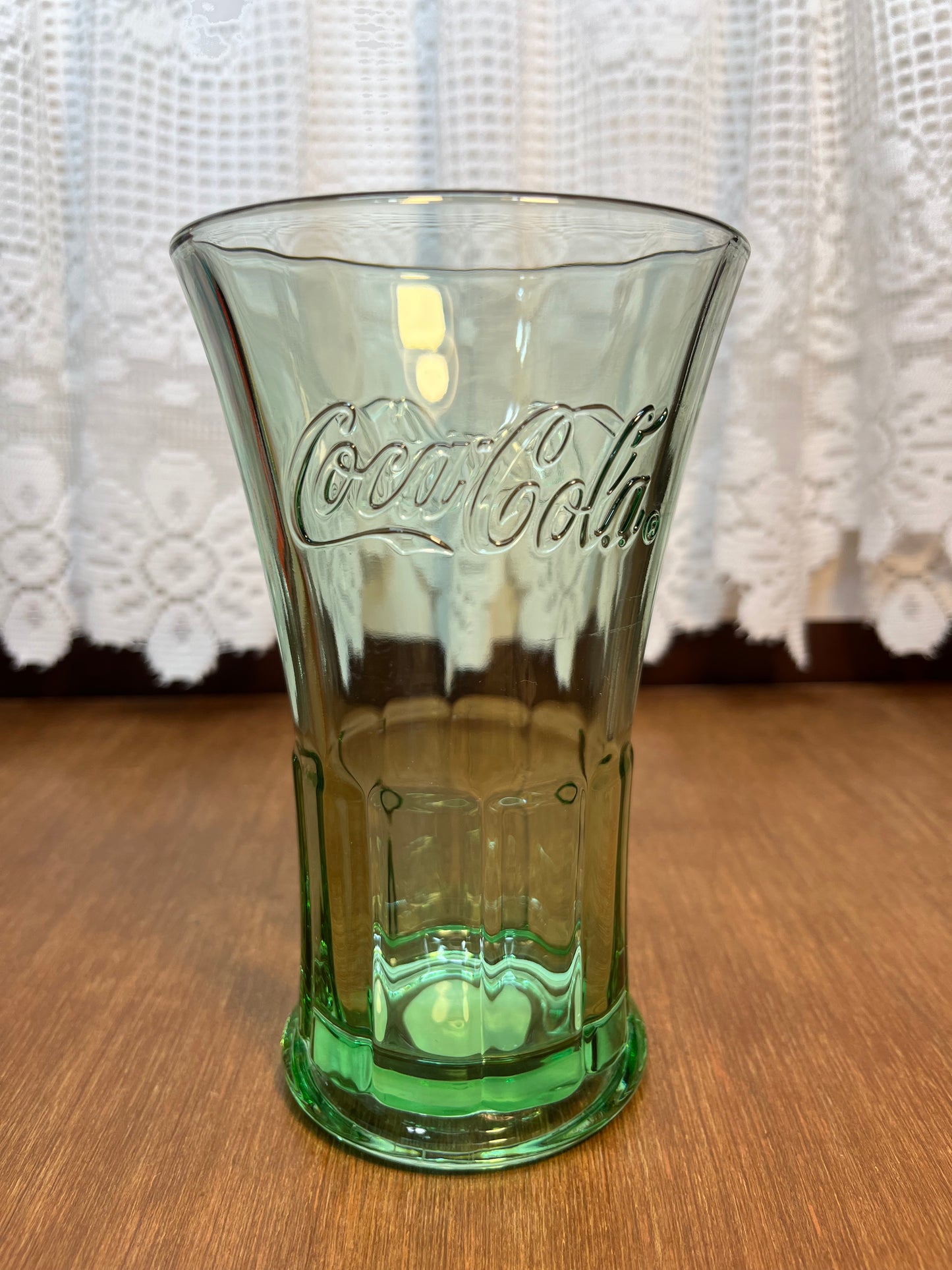 Vintage Flared Libbey Green Coca Cola Cup With Sticker