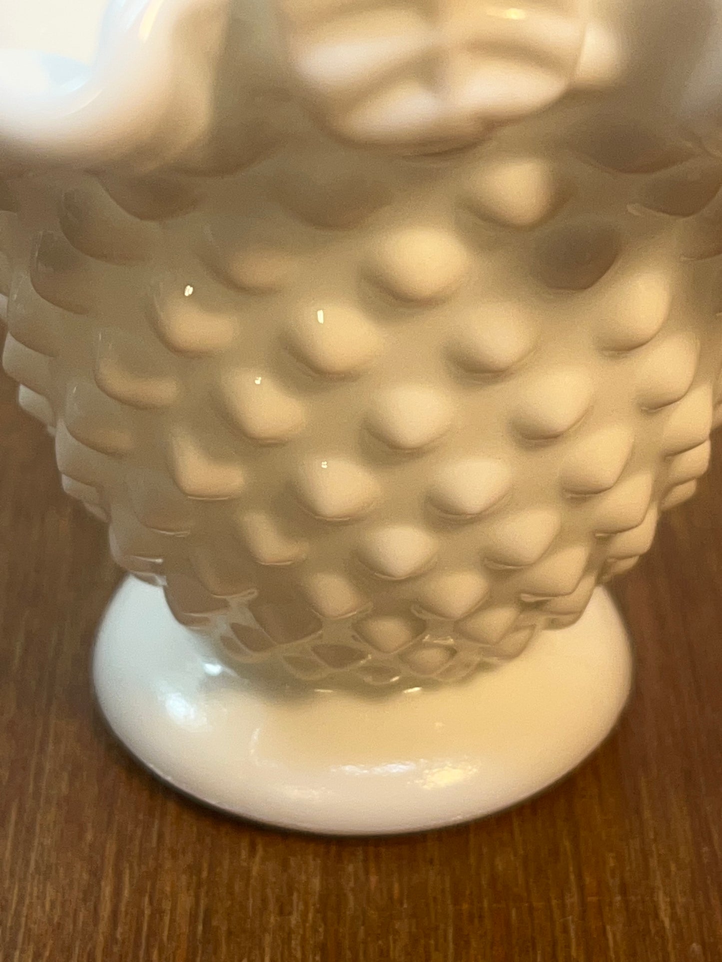 Vintage Mini Milk Glass Hobnail Fenton Basket