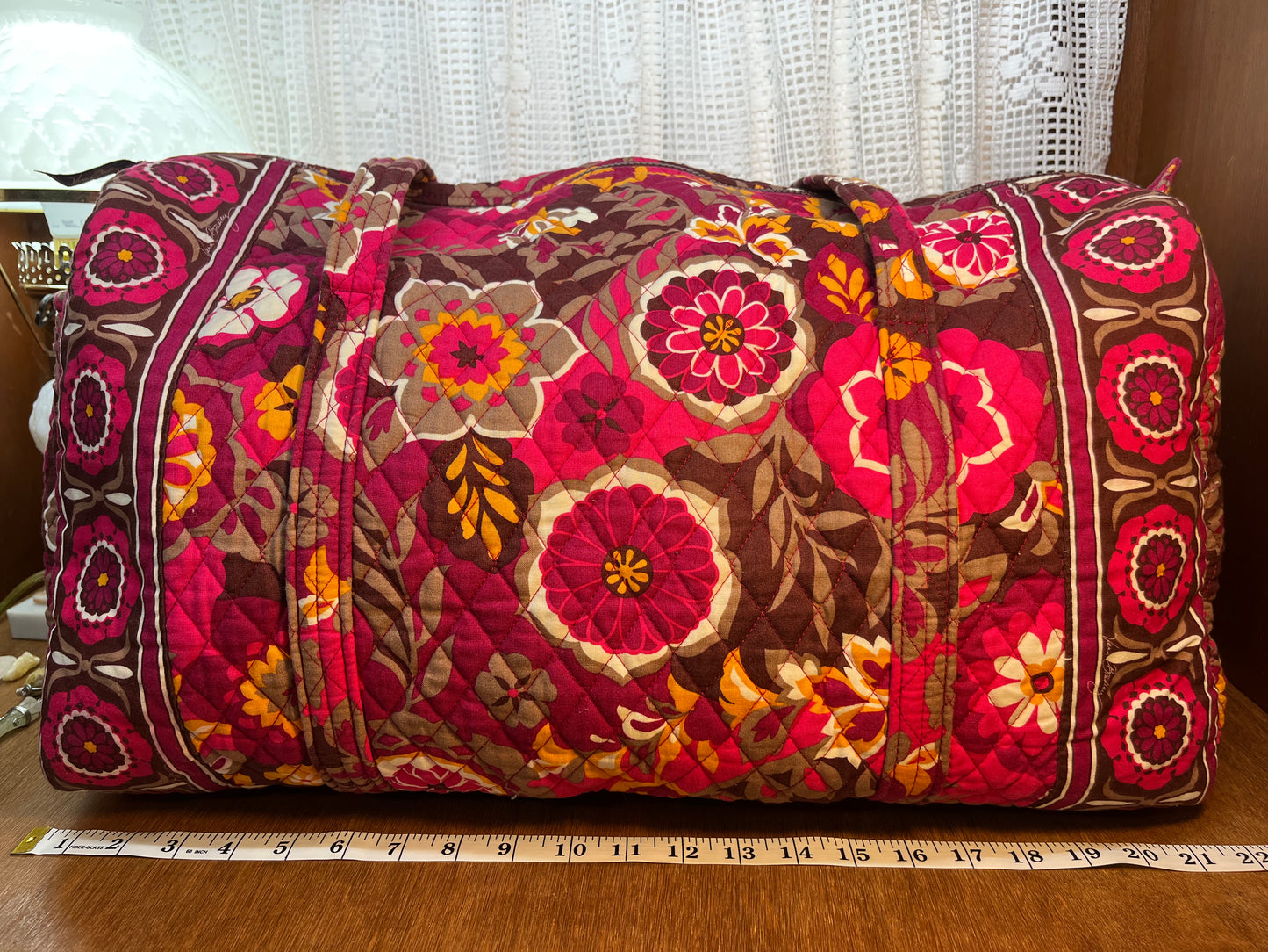 Large Pink Floral Vera Bradley Duffle Bag