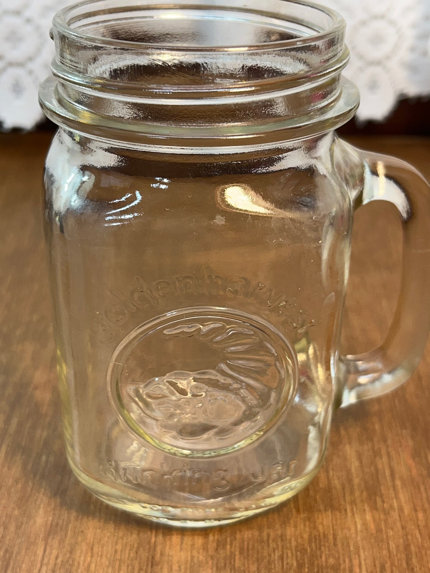 Vintage Golden Harvest Drinking Glass Jar