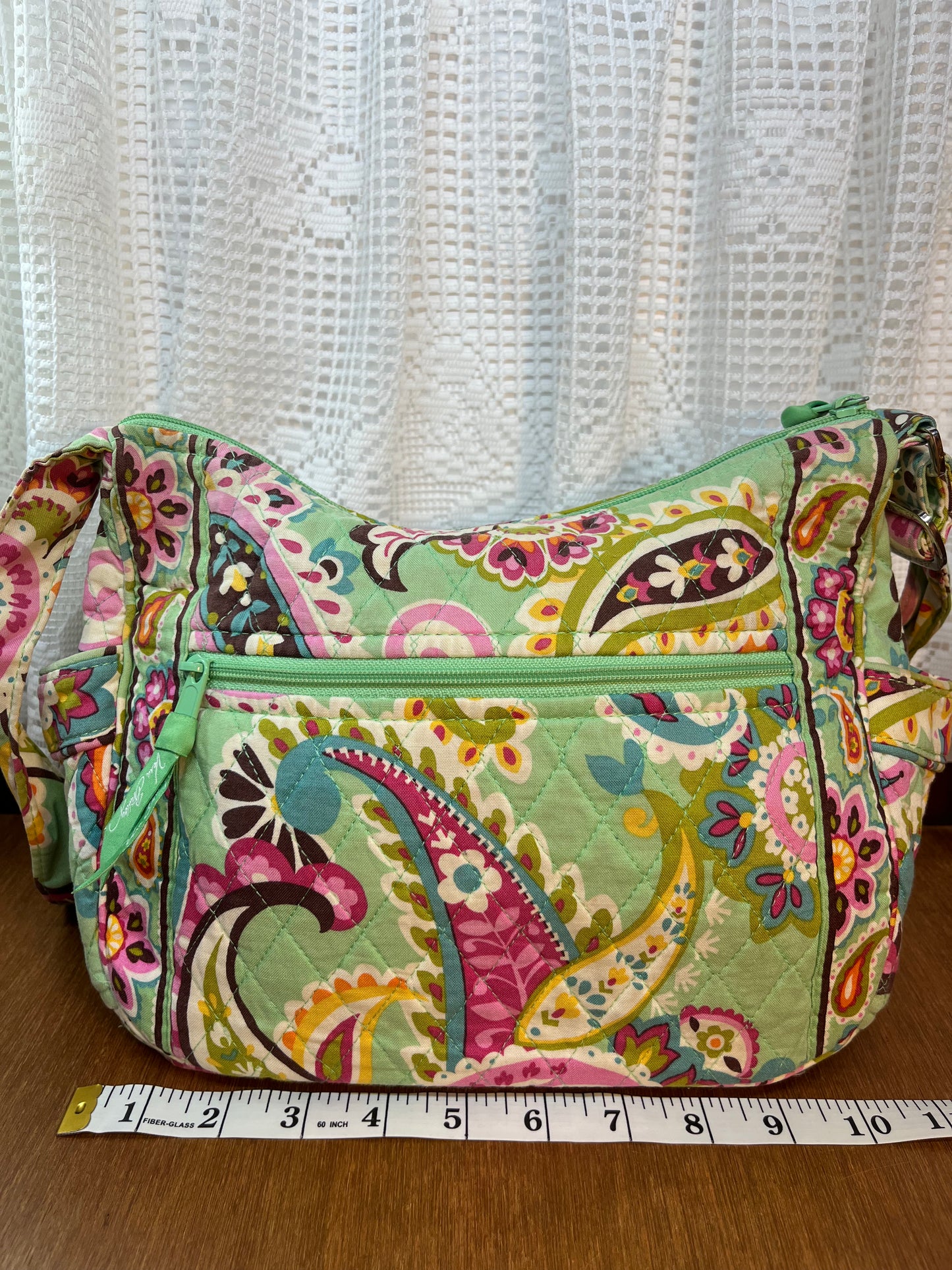 Light Green Quilted Floral Pattern Purse & Wallet