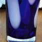 Art Glass Ruffle Top Cobalt Blue With White Spots Vase