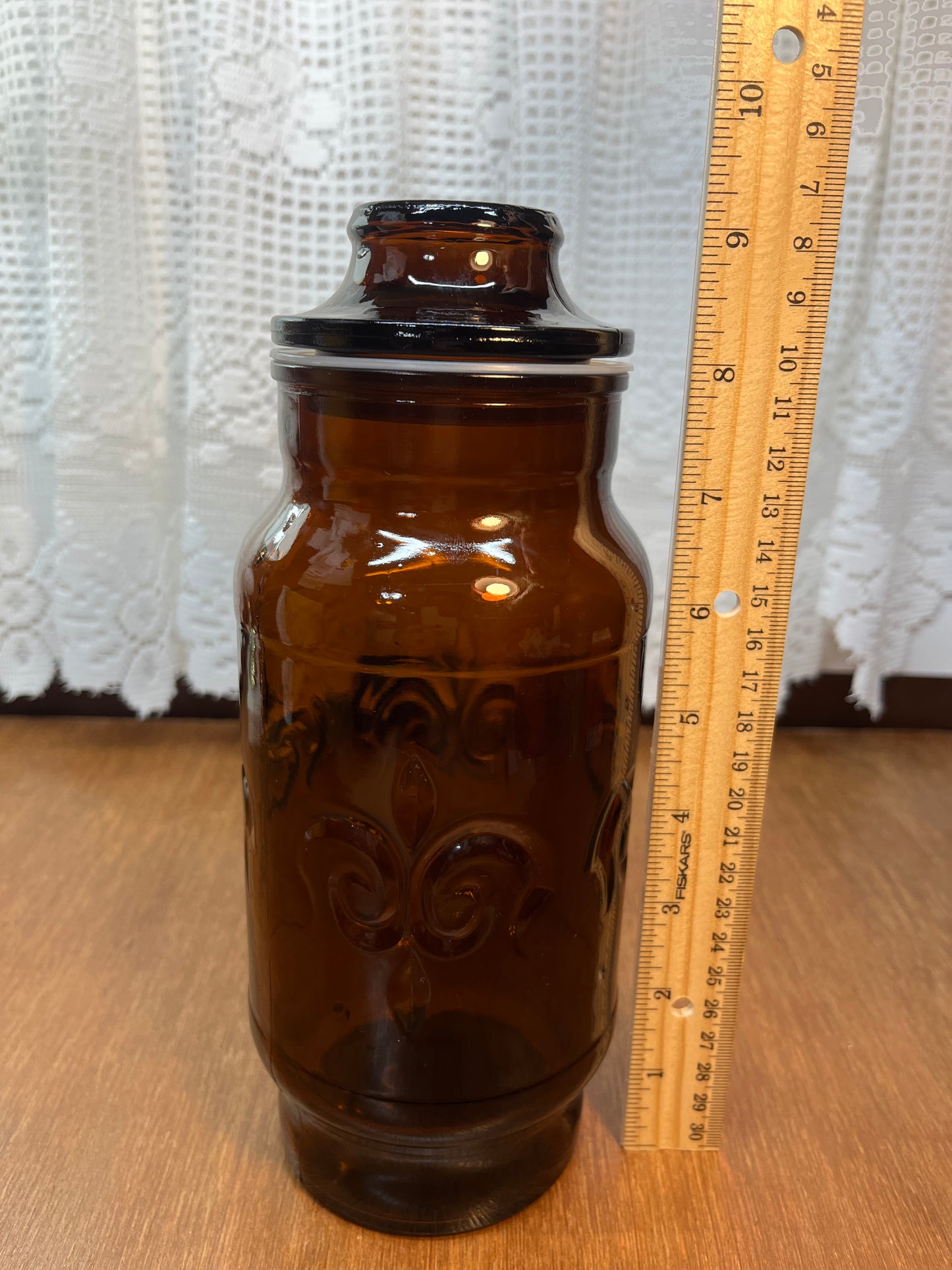 Vintage Amber Glass Jar With Lid