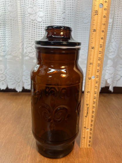 Vintage Amber Glass Jar With Lid
