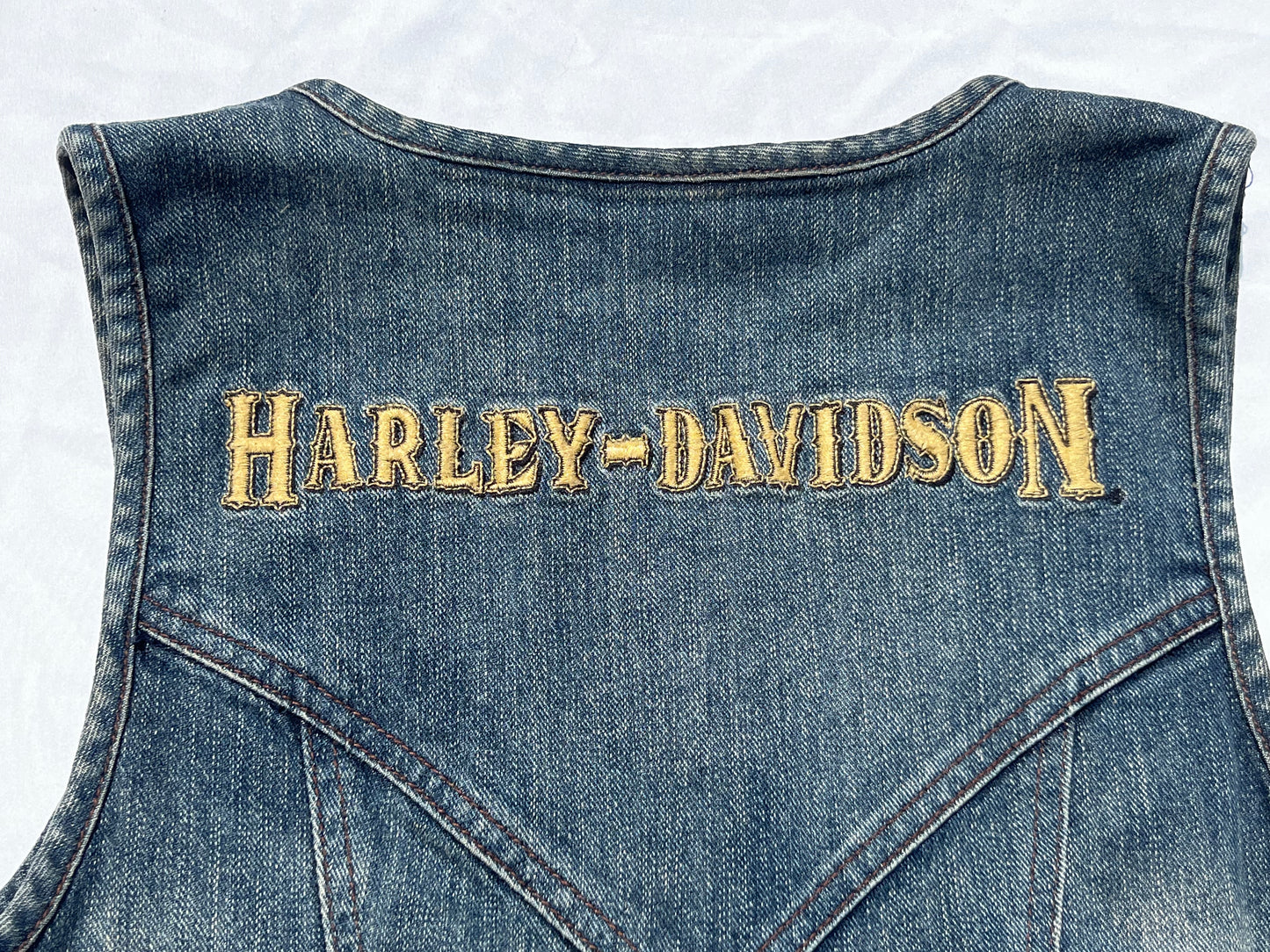 Womens Harley Davidson Embroidered Demin Lace Vest