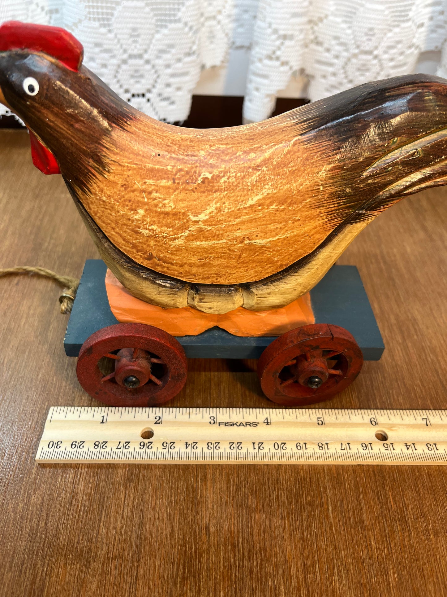 Vintage Wooden Rolling Chicken Toy