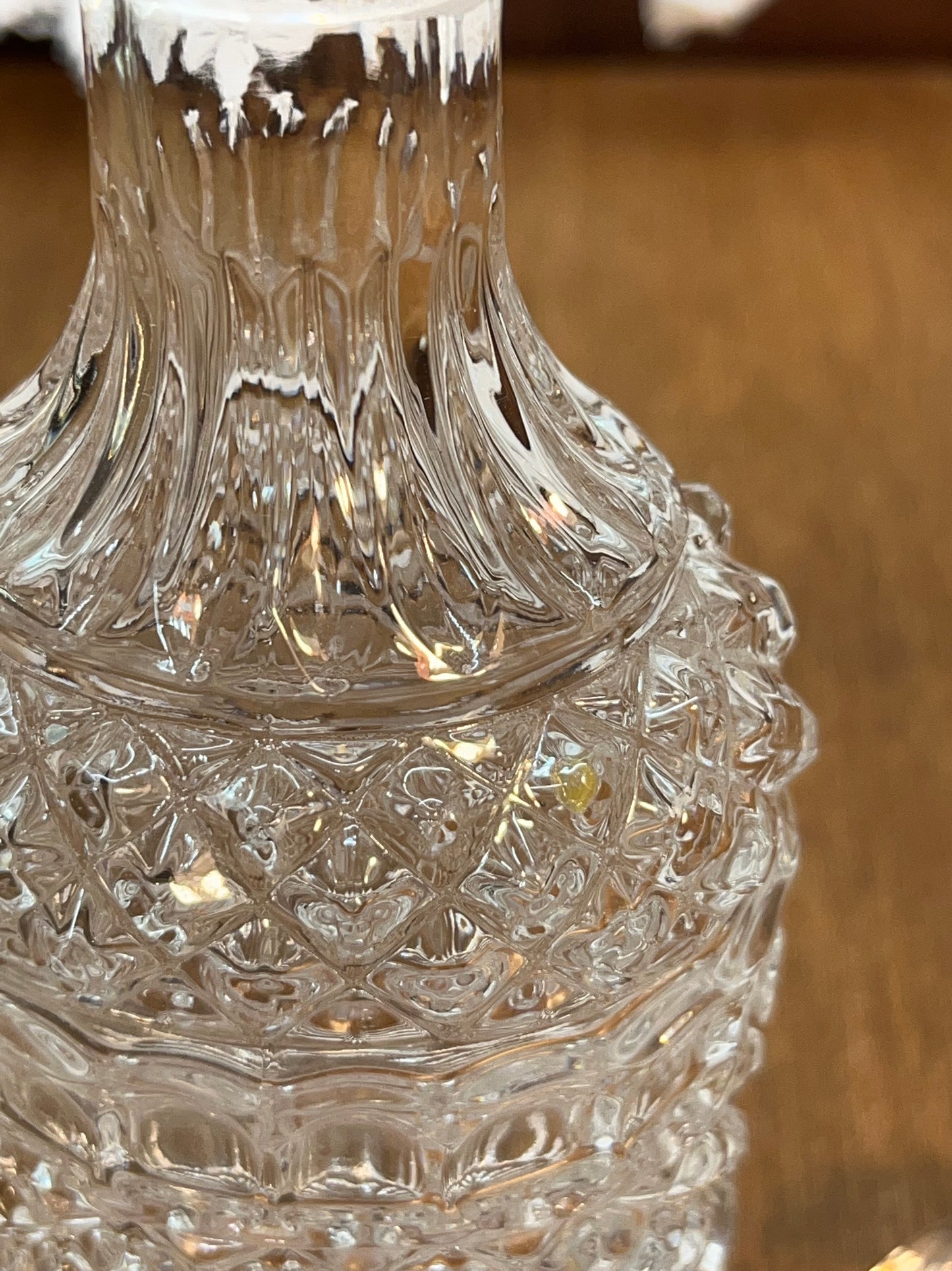 Vintage Clear Diamond Oil/Vinegar Cruet Bottle