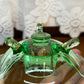 Vintage Set Of Uranium Glass Lotus Candle Holders