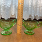 Vintage Floral Etched Uranium Cream & Sugar Glass Set