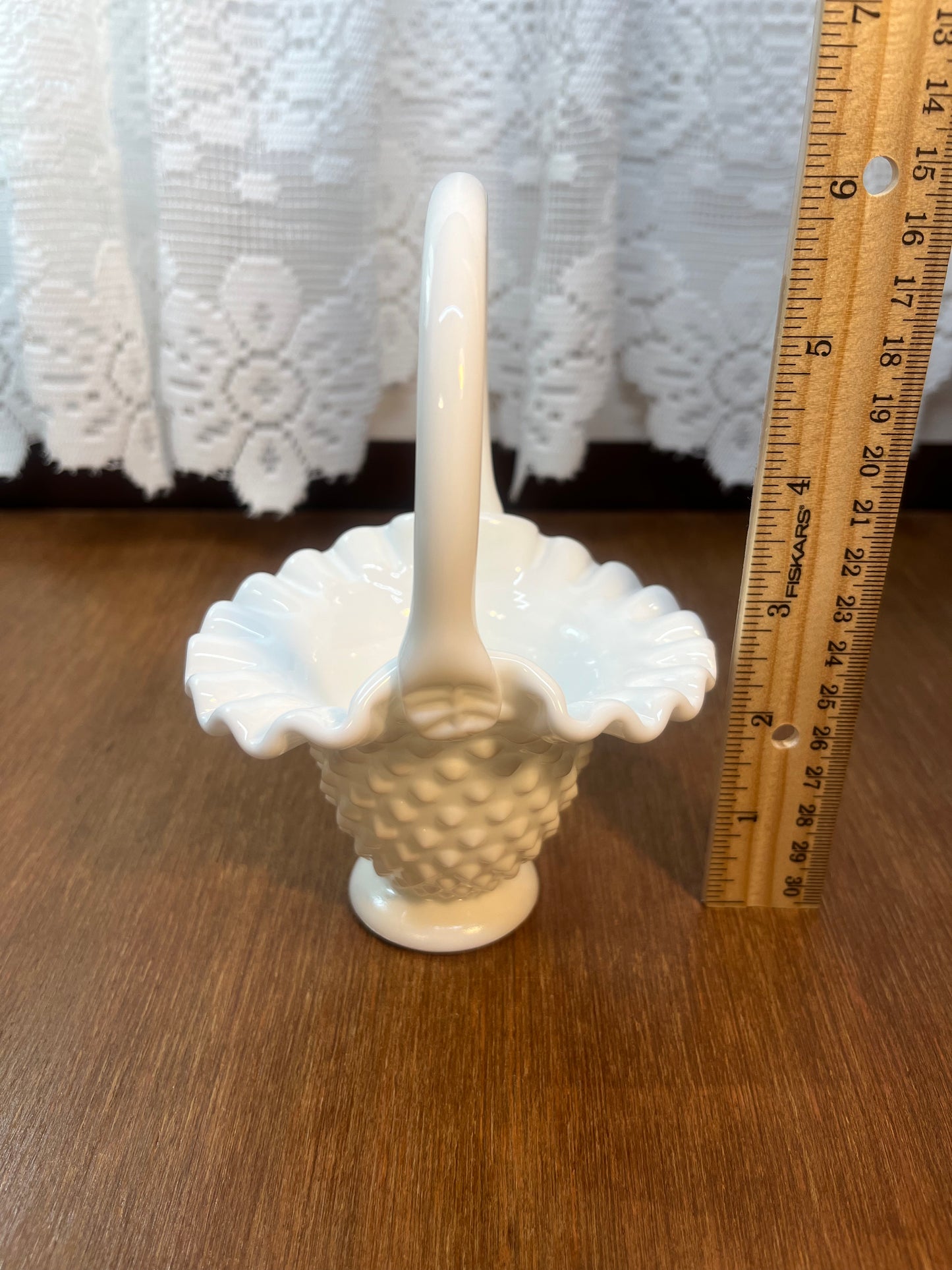 Vintage Mini Milk Glass Hobnail Fenton Basket