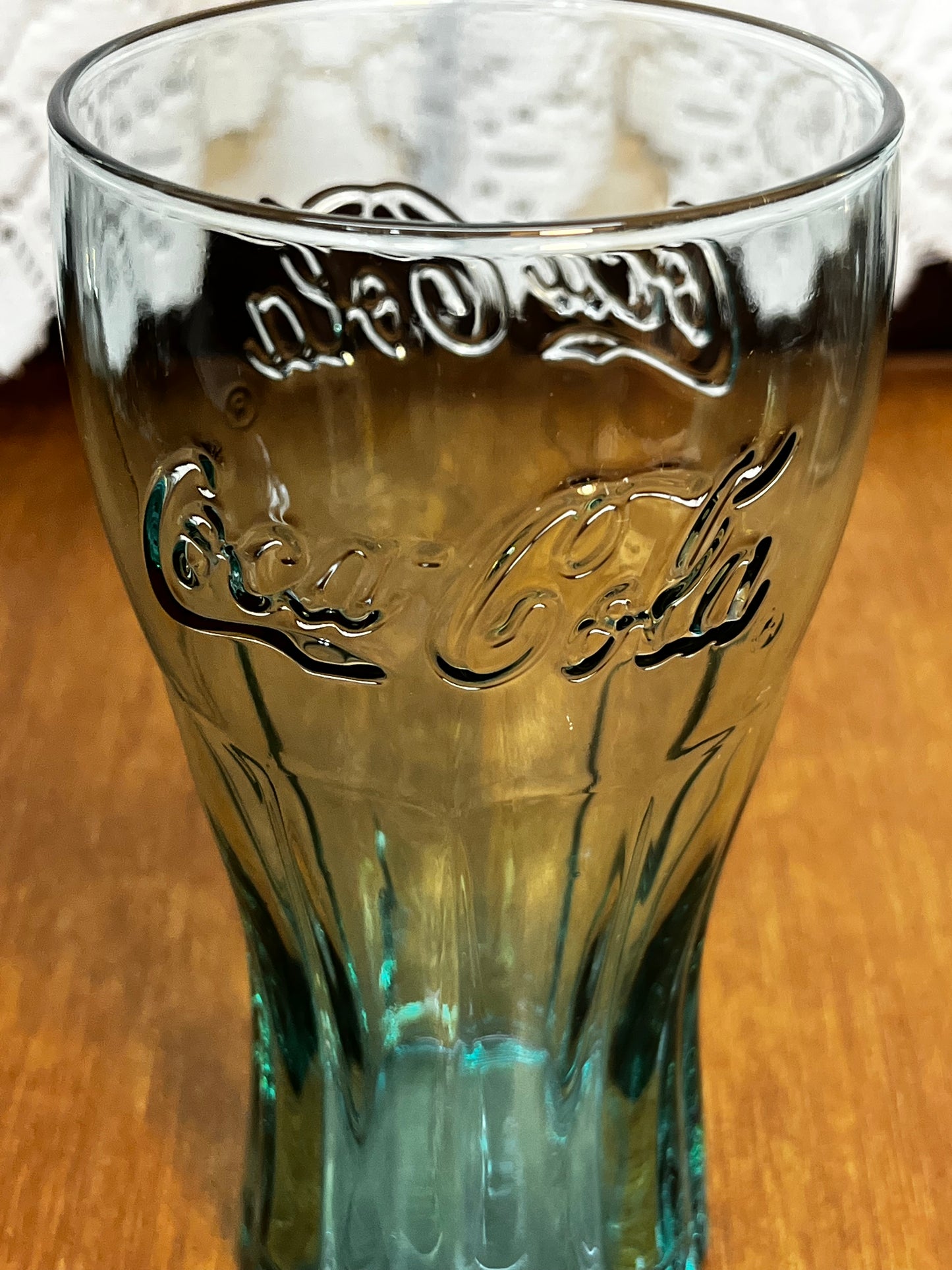 Vintage Teal Coca Cola Collectible Glass