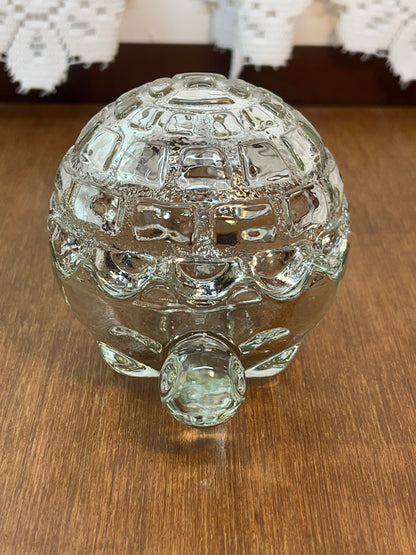 Vintage Glass Turtle Anchor Hocking Trinket Box