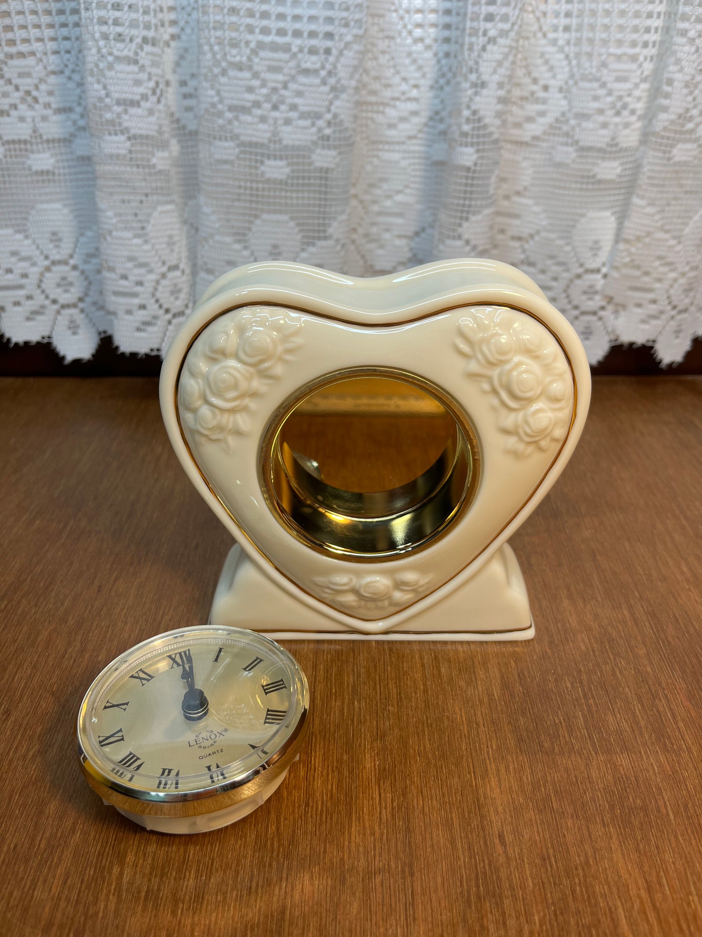 Vintage Heart Shaped Lenox Mantel Clock